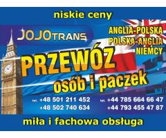 Jojotrans- przewóz osób i paczek Polska-Anglia-Polska